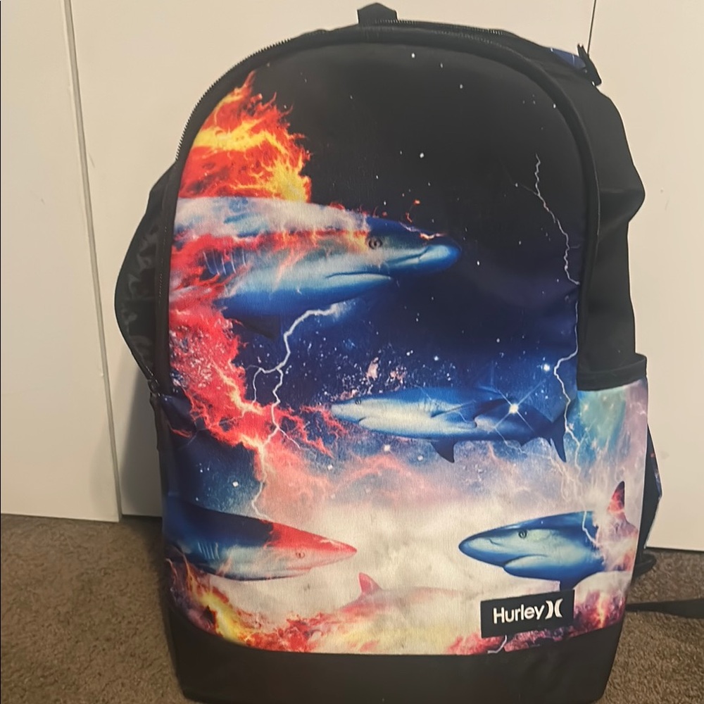 Hurley Black and Blue Backpack with Bold Design
